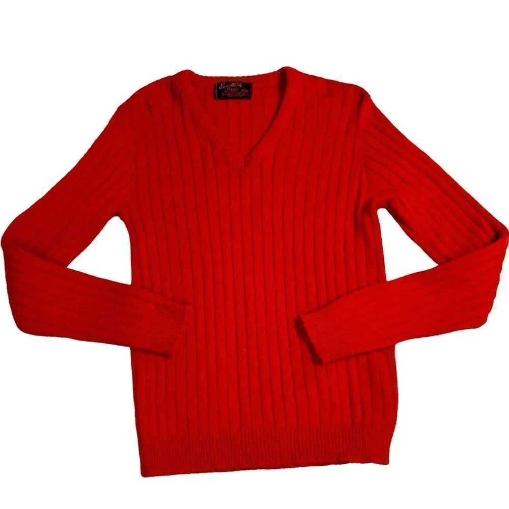 Bernette Scottish Isle Red Sweater Shetland Wool Blend